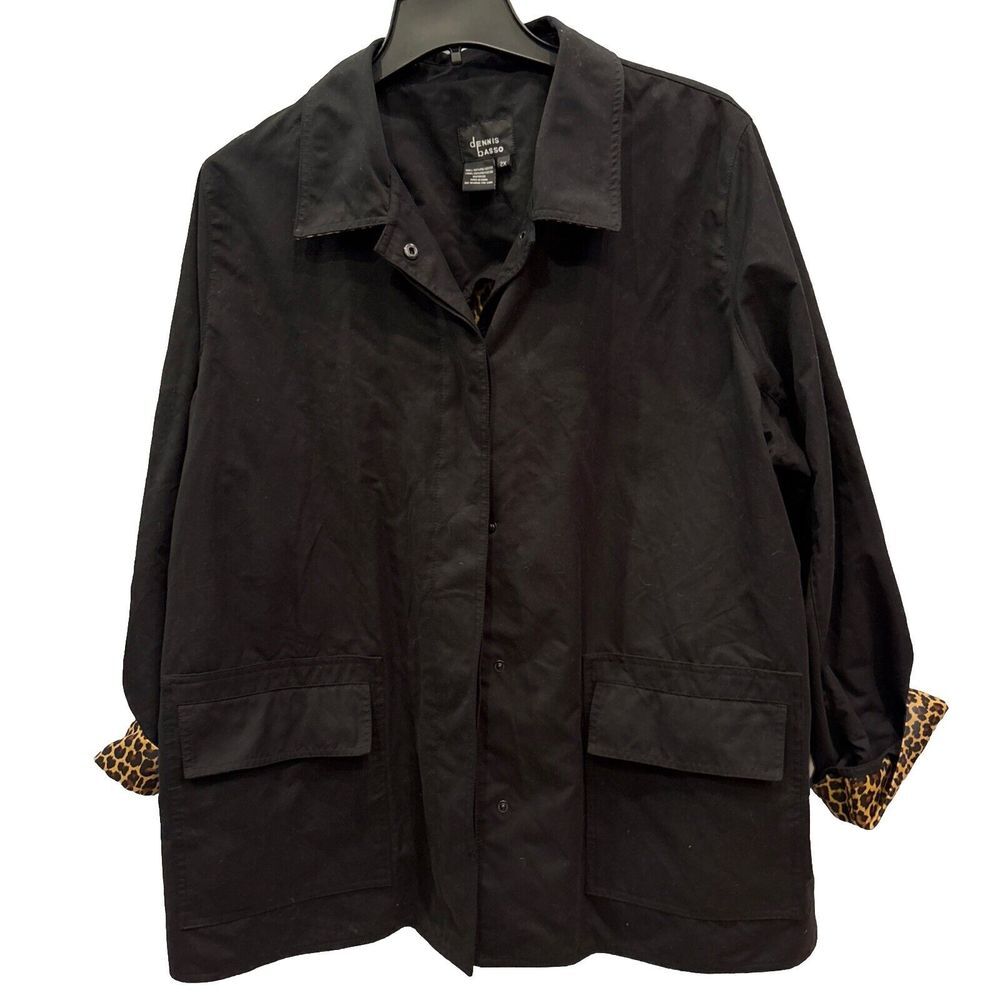Dennis By‎ Dennis Basso 2X Faux-Fur Leopard-Print/Black Reversible Jacket
